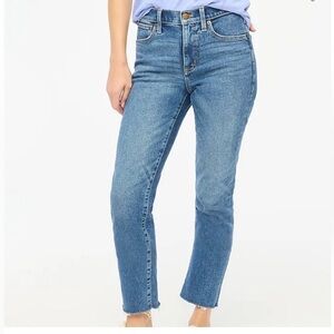 J. Crew Essential Straight Leg Denim Jeans Frayed Hem Size 29